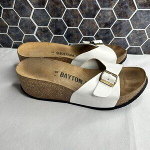 BAYTON Women's Luna Sandal, White, 42 Medium EU (11 US) Wedge